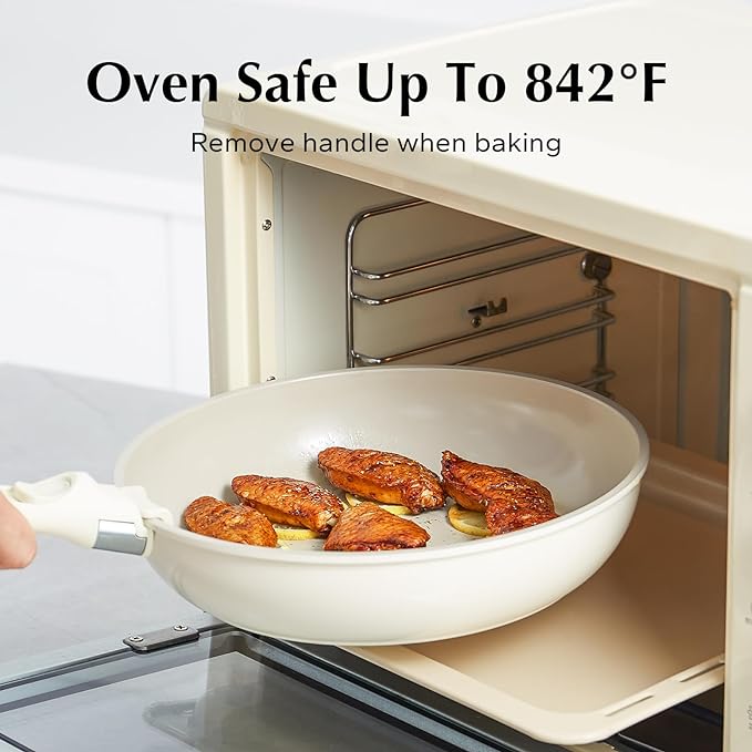 Space-Saving Easy Use Detachable Handle 5pc Cookware Non Toxic Ceramic