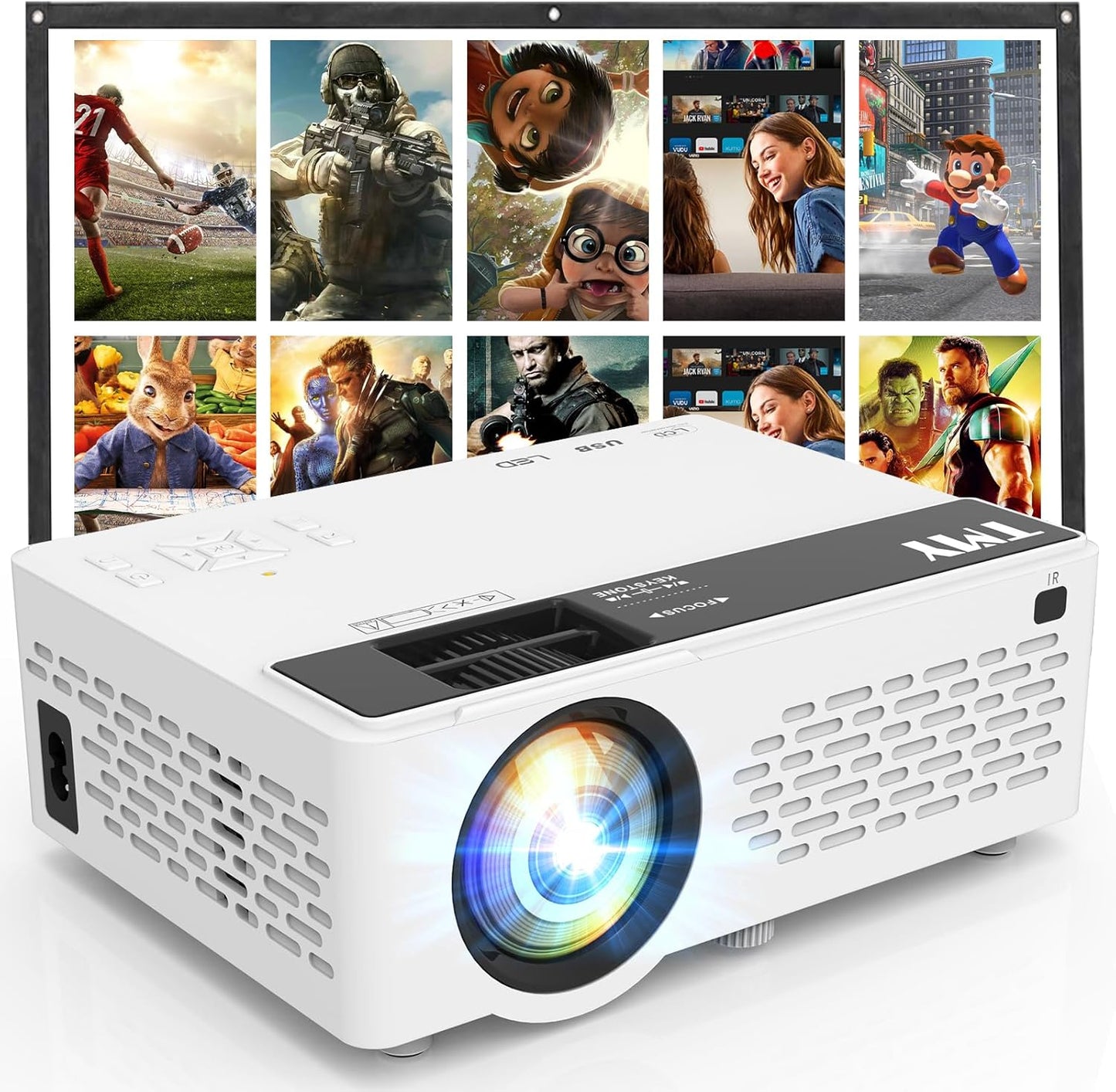 TMY Compact Projector with 80" screen