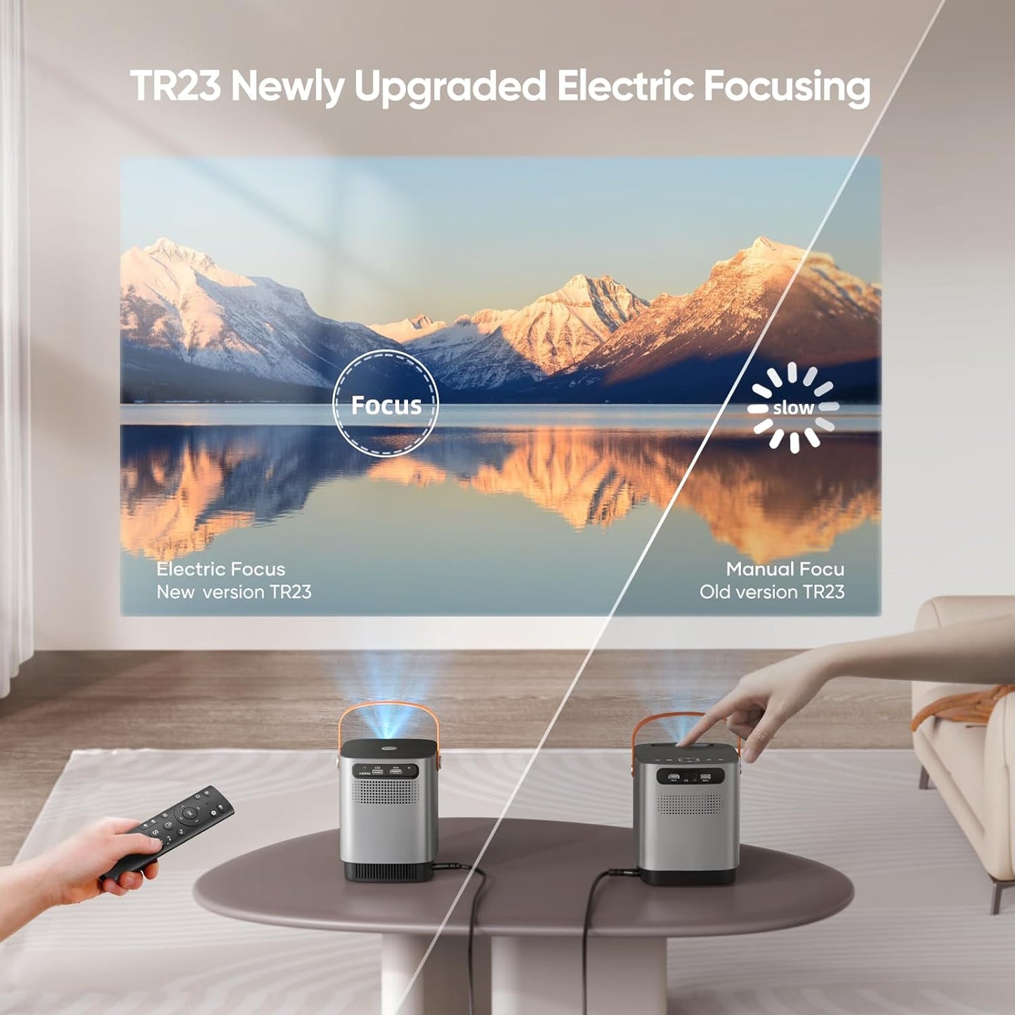 [Electric-Focus] 5G WiFi Bluetooth Projector, TOPTRO TR23 Mini Projector Support 1080P, 15000 Lumen, 4D/4P Keystone& Zoom, Latest Dust-Proof Portable Projector, Outdoor Projector for iOS/Android/PS5