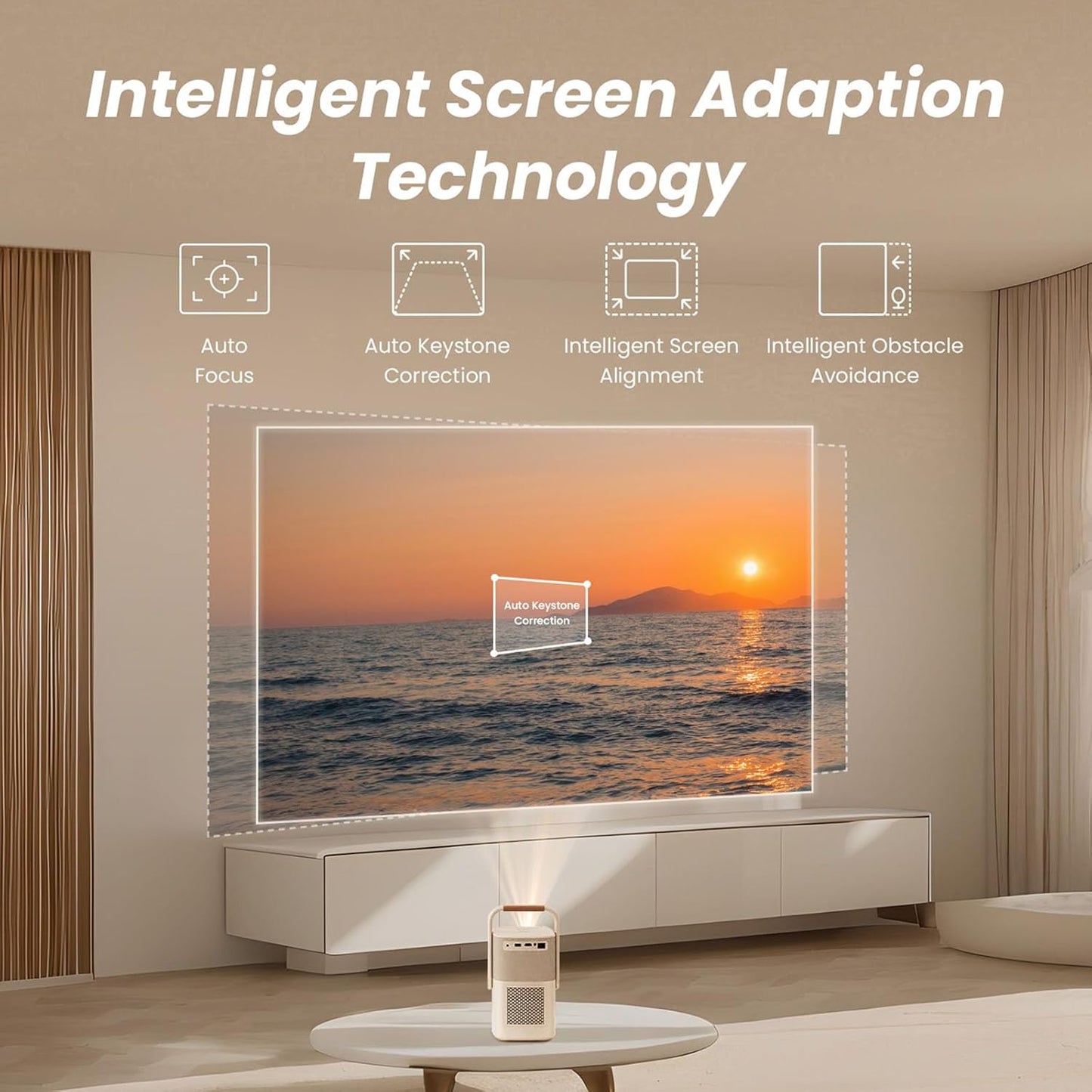[Sound by JBL & Built-in Battery] Yaber T2 Outdoor Projector with WiFi 6 and Bluetooth, Native 1080P Smart Movie Portable Projector for Inside and Outside, Compatible with TV Stick